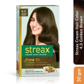 Streax Cream Hair Color 4.3 Golden Brown, 50 gm